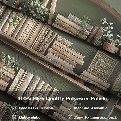 Sage Green Plant Bookshelf Tapestry Botanical Bookshelf Tapestries Wall Hanging Vintage Potted Plants Library Backdrop Large Tapestry for Bedroom Living Room Dorm 80 x 60 inch