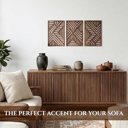 Modern Wooden Wall Sculptures (3 Count)