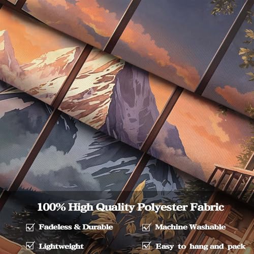 Forest Mountain Library Tapestry Fantasy Bookshelf Tapestries Wall Hanging Vintage Watercolor Nature Fairy Library Backdrop Extra Large Tapestry for Bedroom Living Room Classroom 90 x 68 inch