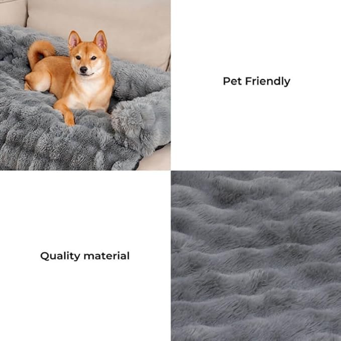 Dream Cloud Pet Sofa Bed for Dogs Cats, 2026 Washable Removable Calming Fluffy Plush Mat for Furniture Protector, Long Fur Non-Slip, for Small/Medium/Large Home Pets (Light Grey, L: 37.4 * 33.5IN)