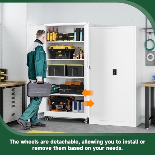 Metal Garage Storage Cabinets with Lock Door and Adjustable Shelves