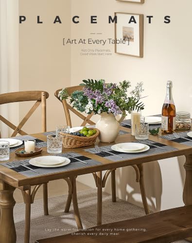 Grey with White Striped Placemats Set of 6 (6 Count)