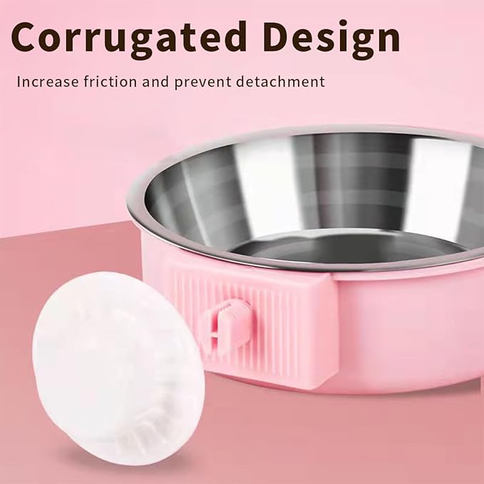 2Pcs Pets Lightweight Stainless Steel Bowl,Removable Stainless Steel Pet Hanging Food Water Feeder Bowl Cage Coop Cup for Puppy Medium Dog Cat Rabbit Ferret Bird Gunea Pigs (Blue, S)