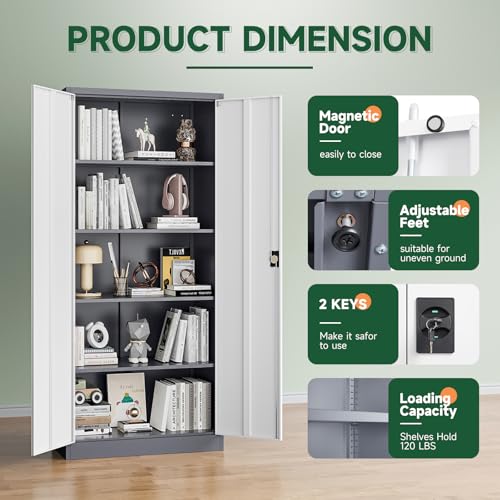 Metal Garage Storage Cabinets with Lock Door and Adjustable Shelves