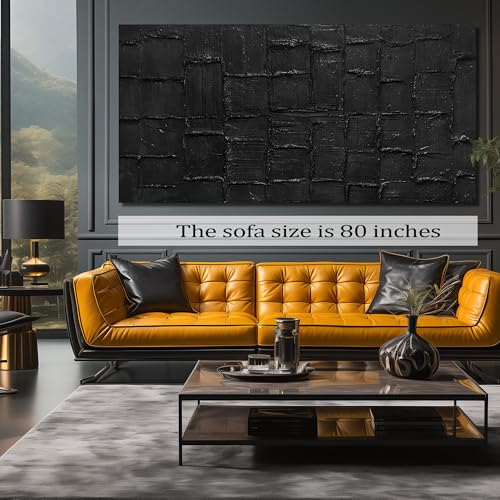 Large Abstract Painting Wall Decor for Living Room Black Canvas Wall Art for Dining Room 3D Wall Art for Office 40 x 80 Inch