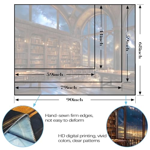 Gothic Library Tapestry Vintage Medieval Bookshelf Tapestries Wall Hanging Fantasy Space Academia Book Extra Large Tapestry for Bedroom Living Room Dorm Classroom 90 x 68 inch