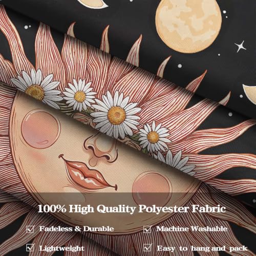 Boho Pink Sun Moon Phase Daisy Flower Floral Tapestry 60 x 44 Inch