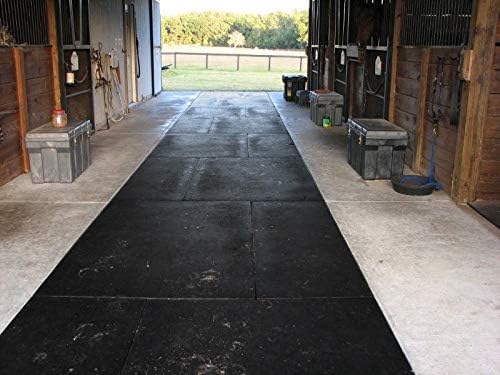 American Floor Mats - Heavy Duty Stall Tiles - Stable/Horse Tiles - Thick, Durable Rubber Flooring Solid Black 12' x 20' Set 3/4" Thick (60 Tiles Total)