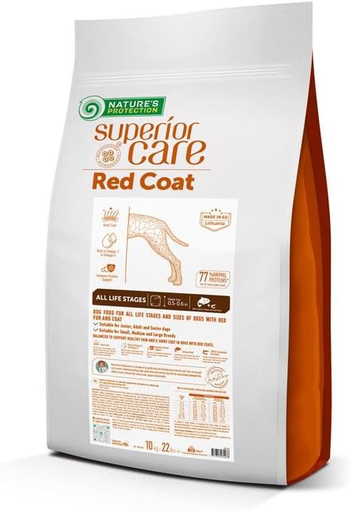 Nature's Protection Small & Large Breed Dry Dog Food Salmon - High Protein, Grain Free Tear Stain Diet - Dog Kibble for Puppy & Adult Dogs with Red Fur (Superior Care - Salmon, 8.8 lb)