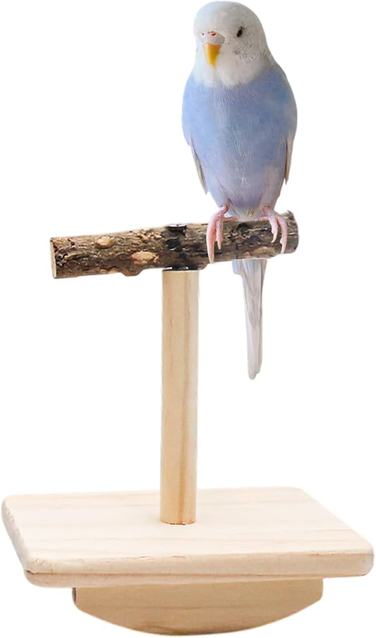 Bird Perch Rocking Toy, Natural Wood Parrot Tumbler Toy, Bird Perch Stand & Chewing Toys, Parakeet Paw Grinding Stick, Cage Accessories for Small Birds Parakeets Cockatiels Budgies Finches Love Birds