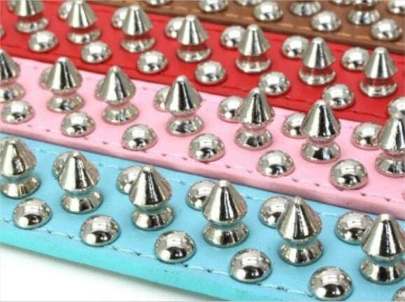 Spiked Dog Collar Soft Pu Leather Mushrooms Rivet Spike Studded Puppy Adjustable Pet Collars for Small Breeds (S, Hot Pink)