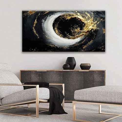 Abstract Wall Art For Living Room Modern Canvas Art Wall Decor Print Painting Abstract Wall Decor Pictures Black And Gold Wall Art Picture For Bedroom Hotel Home Artwork 24 X 48 Inch