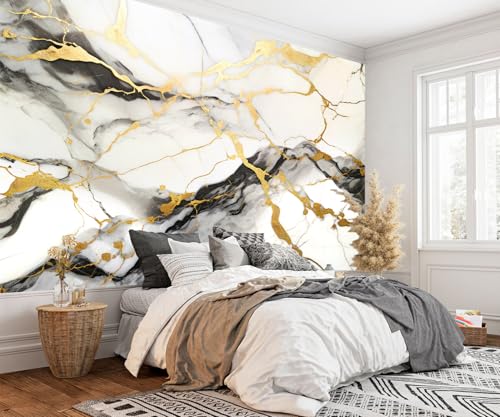 Black and Gold Marble Wallpaper wall murals for Bedroom 114"x74"