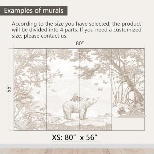 Beige Jungle Peel and Stick Wallpaper Safari Murals for Nursery