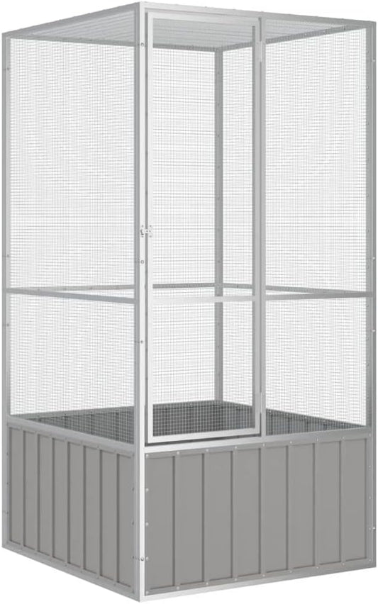 Large Flight King Bird Cage, Steel Bird Cage Flight Cage for Cockatiels African Parakeets Green Cheek Conures Pigeons Parrot, Gray 43.7"x42.1"x83.3",-970