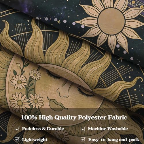 Boho Vintage Sun and Moon Hippie Purple Floral Tapestry 80 x 60 Inch