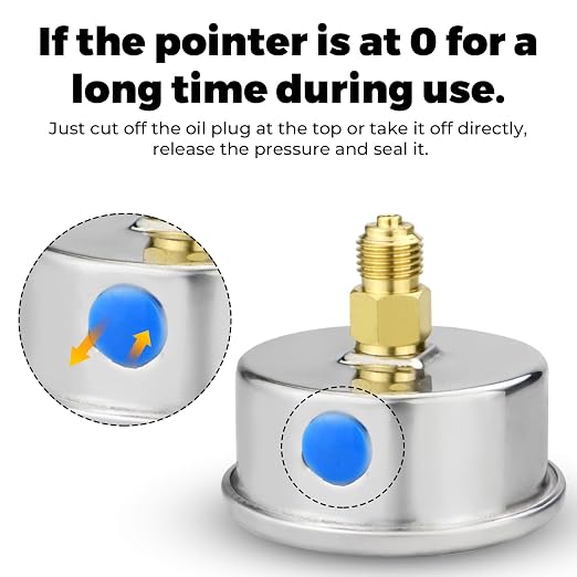 0-100Psi Glycerin Liquid Filled Low Pressure Gauge, 2.5" Dial Size, 1/4" G Back
