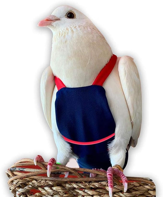 Bev's Bird Boutique Regular Flyper Adjustable Bird Diaper | Reusable, Washable Cloth | Comfort Fit for Parrot, Cockatiels, & Other Small Birds | Fashionable Avian Accessories, Navy & Red, Size 9.5