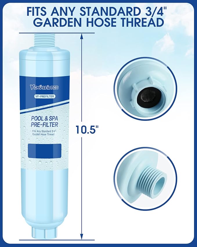 Garden Hose Filter for Filling Hot Tub, Pool, Spa, Greatly Reduces Sediment, Chlorine, Heavy Metals and Odors, Standard 3/4" Garden Hose Thread (1 pack)