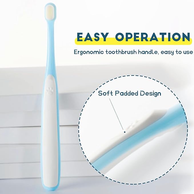 Small Dog Toothbrush, Cat & Puppy Tooth Brushing Kit, Ultra Soft & Mini Head Teeth Brush for Kitten & Tiny Pet, Doggy Toothbrushes Deep Dental Cleaning, 2 PCS - Blue