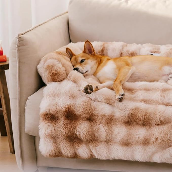 Dream Cloud Pet Sofa Bed for Dogs Cats, 2026 Washable Removable Calming Fluffy Plush Mat for Furniture Protector, Long Fur Non-Slip, for Small/Medium/Large Home Pets (Light Pink, S：27.6 * 24in)