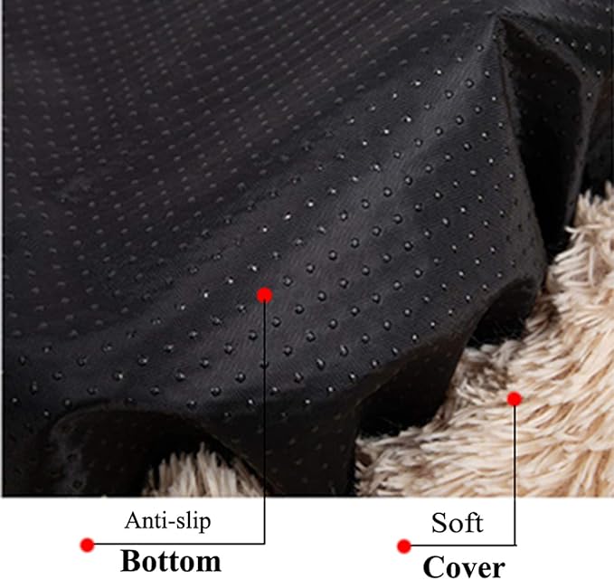 huraty Plush Dog Bed Pet Calming Fur Bed, Fluffy Donut Round Cat Beds, Anti-Slip & Anti-Anxiety, 16 Inch for Puppy and Kitties, Wine Red, XS
