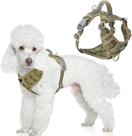 BARKBAY Dog Harness No Pull with ID Tag Pocket - Heavy Duty, Reflective, Easy Control for Large Dogs(Camo,XS)