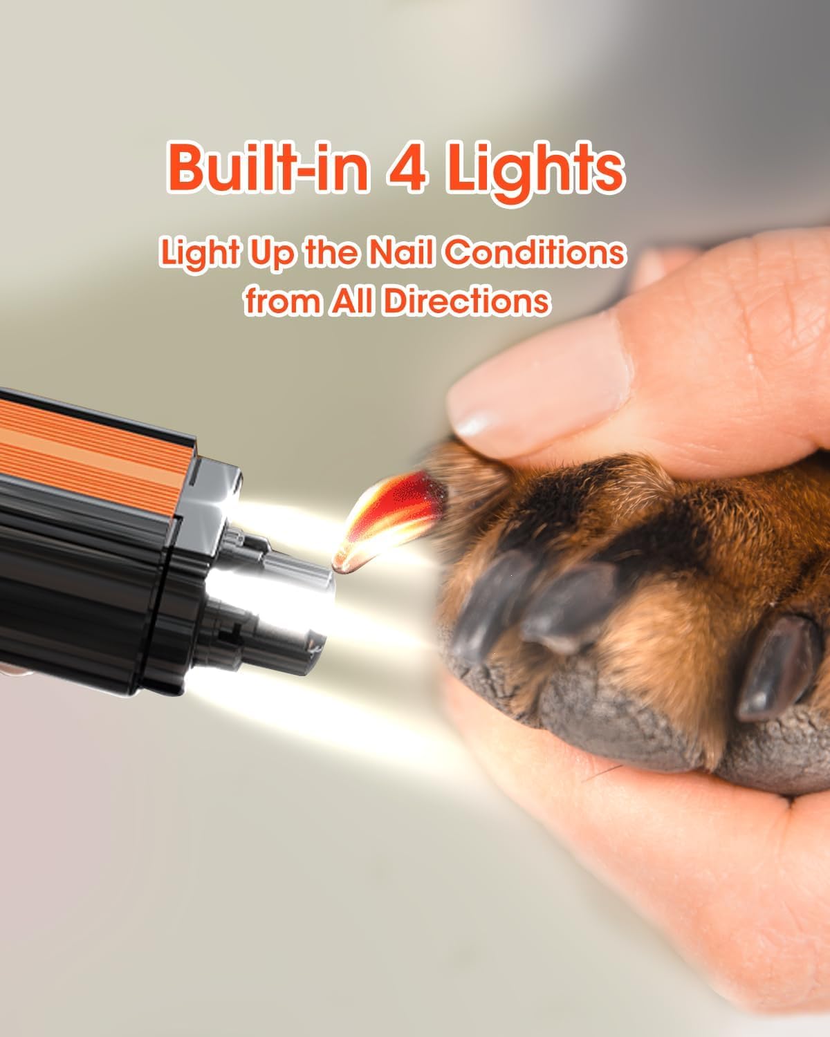 Super Powerful Dog Nail Trimmers and Dog Nail Clippers Combo, Ultra Quiet, 3 Speeds, 4 Bright Lights, with Travel Lock, for Small, Meddium and Large Dogs, Cats and Small Animals
