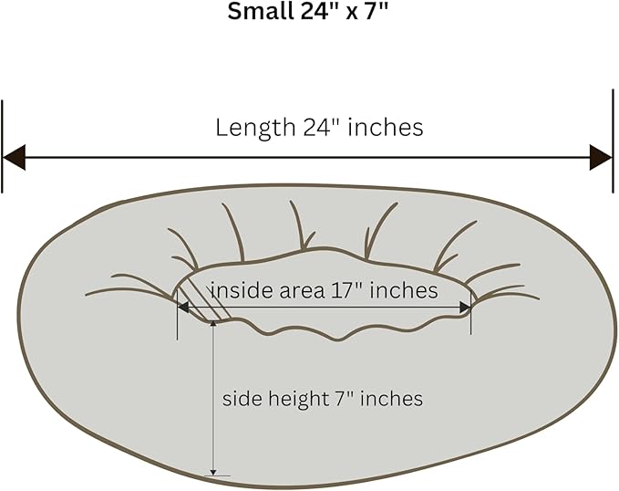 Organic Cotton Canvas Dog Bed: Removable Cover, Natural Fill - Made in USA (Black, Small 24" x 7" inches)