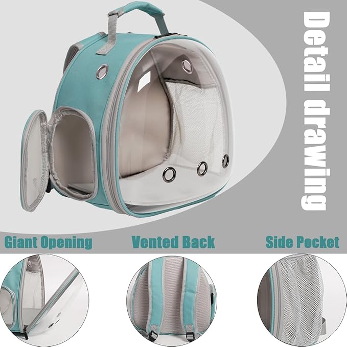 Bearded Dragon Backpack Carrier,Reptile Portable Backpack Carrier,Space Capsule Clear Bubble Window Travel Backpack for Lizard Travel,Guinea Pig,Rabbit(Blue, Backpack)