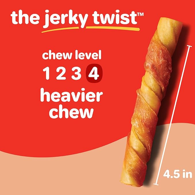 Hartz Oinkies Jerky Twists with Naturally Smoked Pork & Real Chicken Breast Dog Treats, Highly Digestible Long Lasting Dog Chews, 8 Count