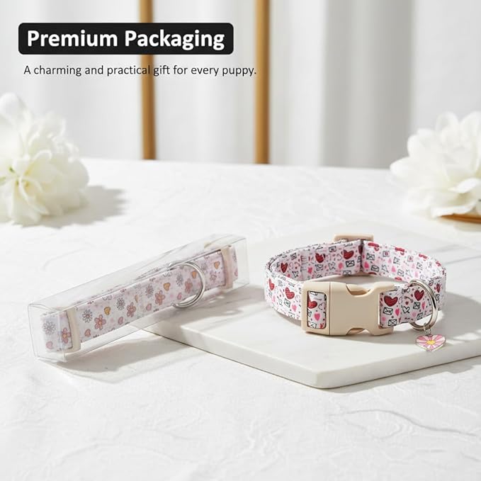 Dog Collar, Spring Summer Dog Collar with Orange Print and Charm, Cute Spring Summer Fruit Collar with Soft & Breathable Fabric, Adjustable Pet Collar for Small Dogs