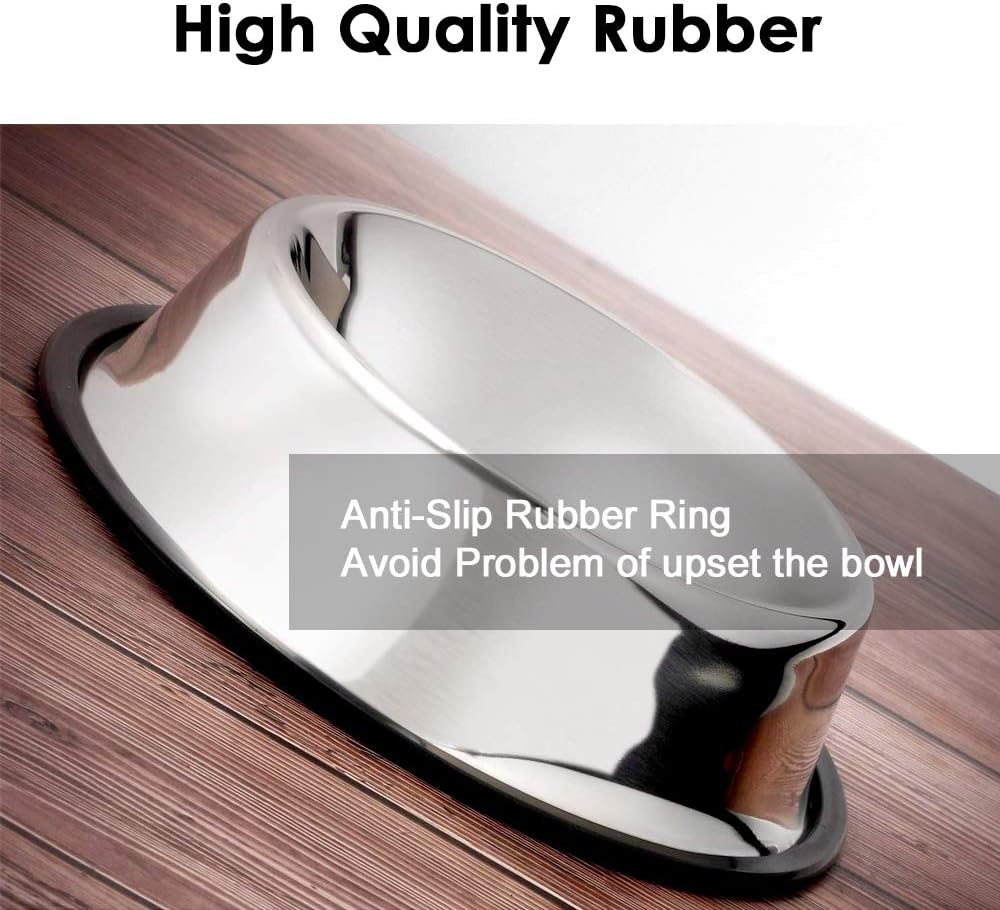 Stainless Steel Dog Bowls, 1 Cup/8oz Cat Bowl Water and Food with Rubber Base, Pet Bowls for Small Dogs, Cats, Puppy, Rabbit and Kitten, 2Pack