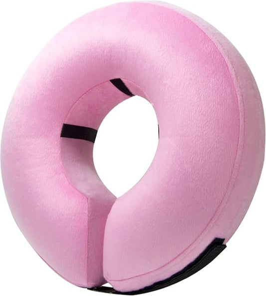 BENCMATE Inflatable Dog Cone Collar Alternative, Soft Dog Cone for Small Medium Large Dogs and Cats, Neck Recovery ECollar Donut Collar After Surgery (Large+, Pink)