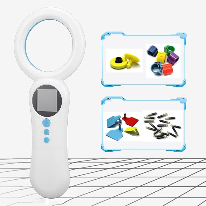 Diyeeni Pet Microchip Reader, 500 Records Animal Chip ID Scanner, Animal ID Tag Handheld Reader for Dog Cat Pig, Support EMID & FDX B (ISO11784/11785) 134.2KHz/125KHz