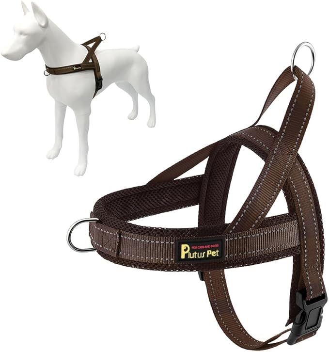 Plutus Pet No Pull Dog Harness with Breathable Mesh Padded, Adjustable Reflective Escape Proof Dog Harness, Quick Fit Dog Vest Harness for Small Medium Large Dogs(XL, Chocolate)