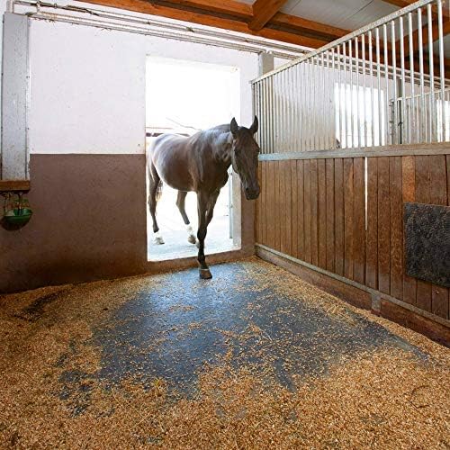 American Floor Tiles - Heavy Duty Stall Tiles - Stable/Horse Tiles - Thick, Durable Rubber Flooring Solid Black 8' x 12' Set 1/2" Thick (24 Tiles Total)