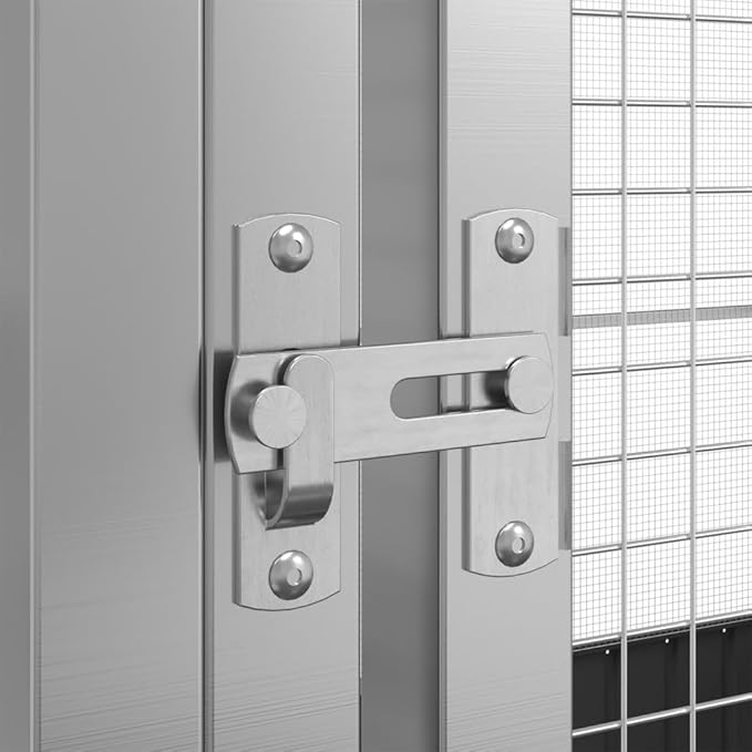 Large Metal Heavy Duty Walk-in Aviary Cage with Extension, Ample Activity Space Bird Cage with Lockable Door Also for Chickens and Rabbits, Silver 366.9"x120.9"x83.5" Steel,-419