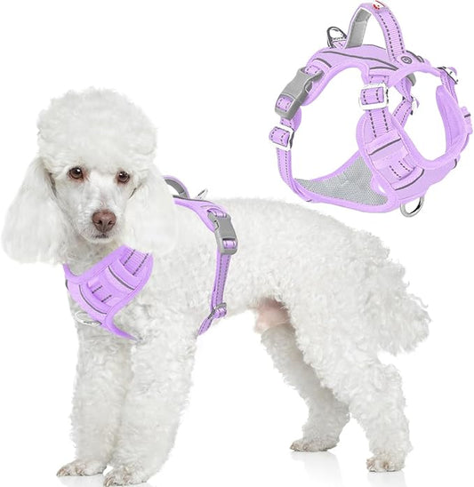BARKBAY Dog Harness No Pull Oxford with ID Tag Pocket - Heavy Duty, Reflective, Easy Control for Large Dogs(Violet Purple Oxford,XS)