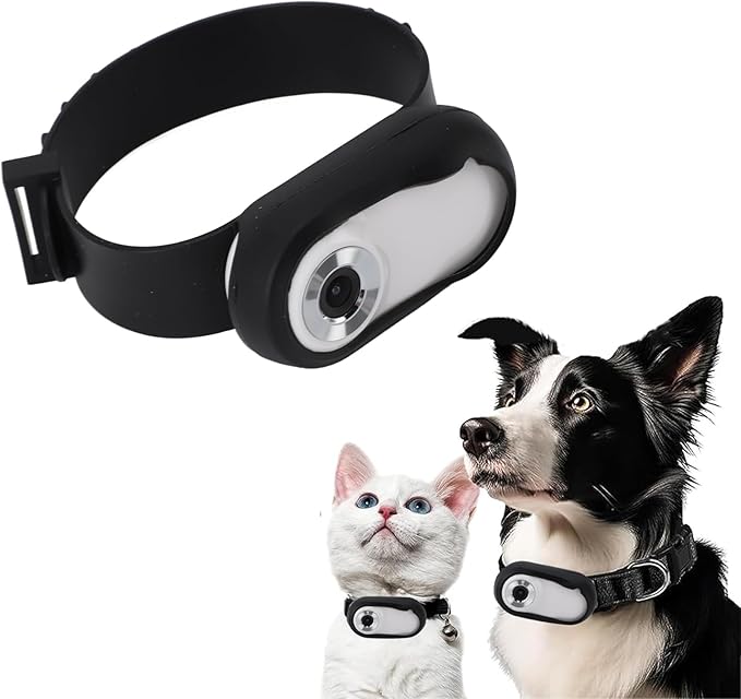 Pet Collar Camera, 1080P Camera for Dogs Cats with LCD Display, 170° Wide Angle, 5 Minutes Video Recording, 3 Hours Battery Life, Mini Action Cameras for Video Records