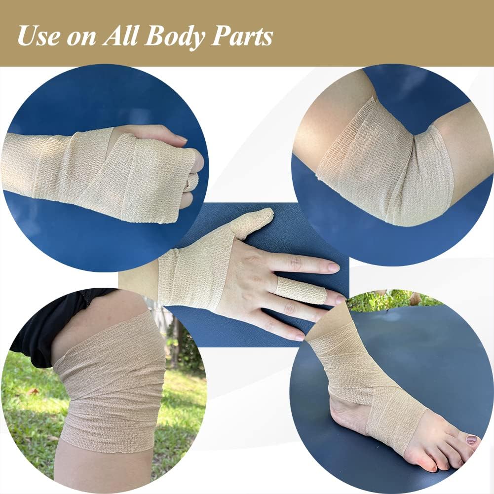Self Adhesive Bandage Wrap,2 Inch Pink Breathable Elastic Cohesive Bandages, Vet Wrap Sports Tape Bulk for First Aid Supplies, Wrist Sprains Protection