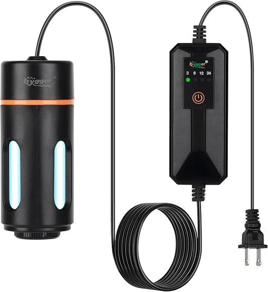hygger Aquarium U-V Light with Timer, 360° Protective Shield Clean Light for Green Water and Algae Clean, Mini Algae Control Lamp for Freshwater and Saltwater Tank (5W for 13-40 Gallon)
