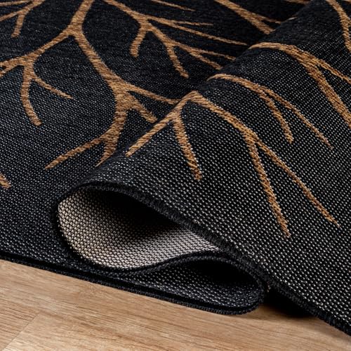 Washable Indoor Outdoor Rug 10x14 Modern Area Rugs Branch Pattern Non Shedding Waterproof Easy Clean Patio Deck Porch Living Room Bedroom Garden RV (140 Sq Ft)