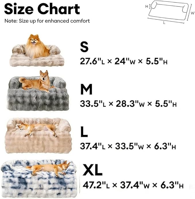 Dream Cloud Pet Sofa Bed for Dogs Cats, 2026 Washable Removable Calming Fluffy Plush Mat for Furniture Protector, Long Fur Non-Slip, for Small/Medium/Large Home Pets (Light Grey, XL: 47.2 * 37.4IN)