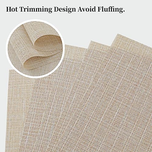 Woven Vinyl Beige Placemats Set of 16 (14 Count)
