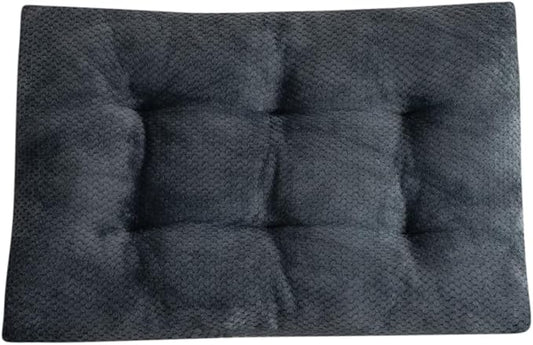 Washable Dog Bed for Large Breeds, Extra Cushioned Crate Mattress with Removable Fluffy Cover, Non-Slip Orthopedic Pet Pad, Machine Washable Kennel Mat(Dark Grey,L)