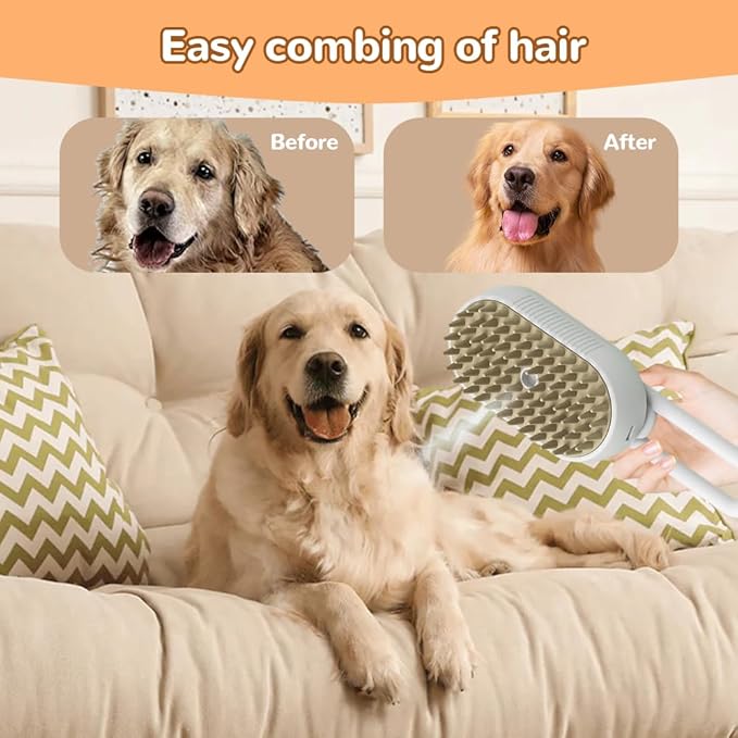 Pet Steam Groomer Brush Electric,2025 Electric Cat Grooming Brush for Massaging and Cleaning Shedding Pets Hair,3 in 1 Pet Steam Brushes Hair Removal Comb for Cats Dogs (2PCS)