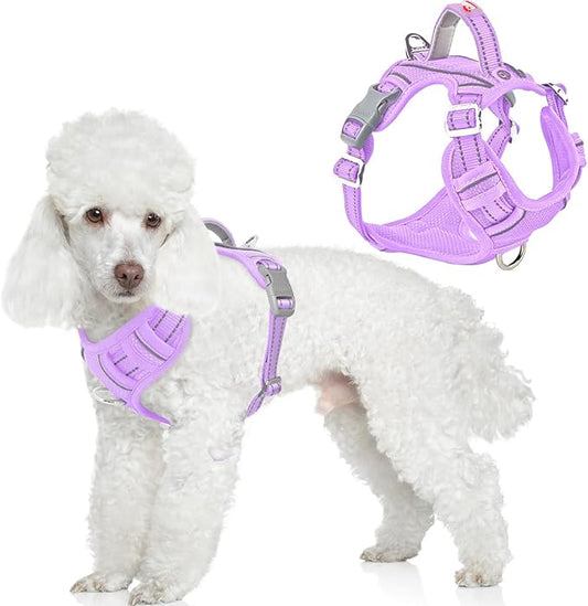BARKBAY Dog Harness No Pull with ID Tag Pocket - Heavy Duty, Reflective, Easy Control for Large Dogs(Violet Purple,XS)