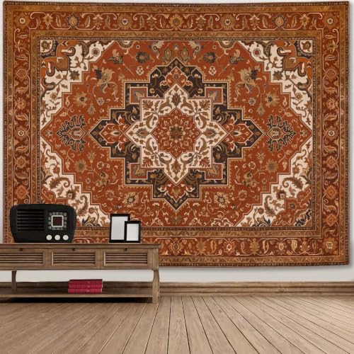 Vintage Floral Tapestry Wall Hanging Hippie Indian Bohemian Mandala Tapestry Aesthetic Retro Carpet Brown Small Tapestries for Mural Bedroom Living Room Dorm Decor 48 x 36 Inch
