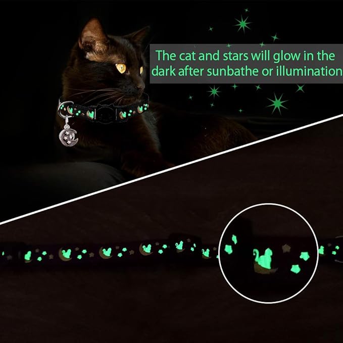 2Pcs Breakaway Cats Collars Cat Collars for Boy & Girl Cats Adjustable Kitten Collars with Bell,Black+Gray,8"-13.1"